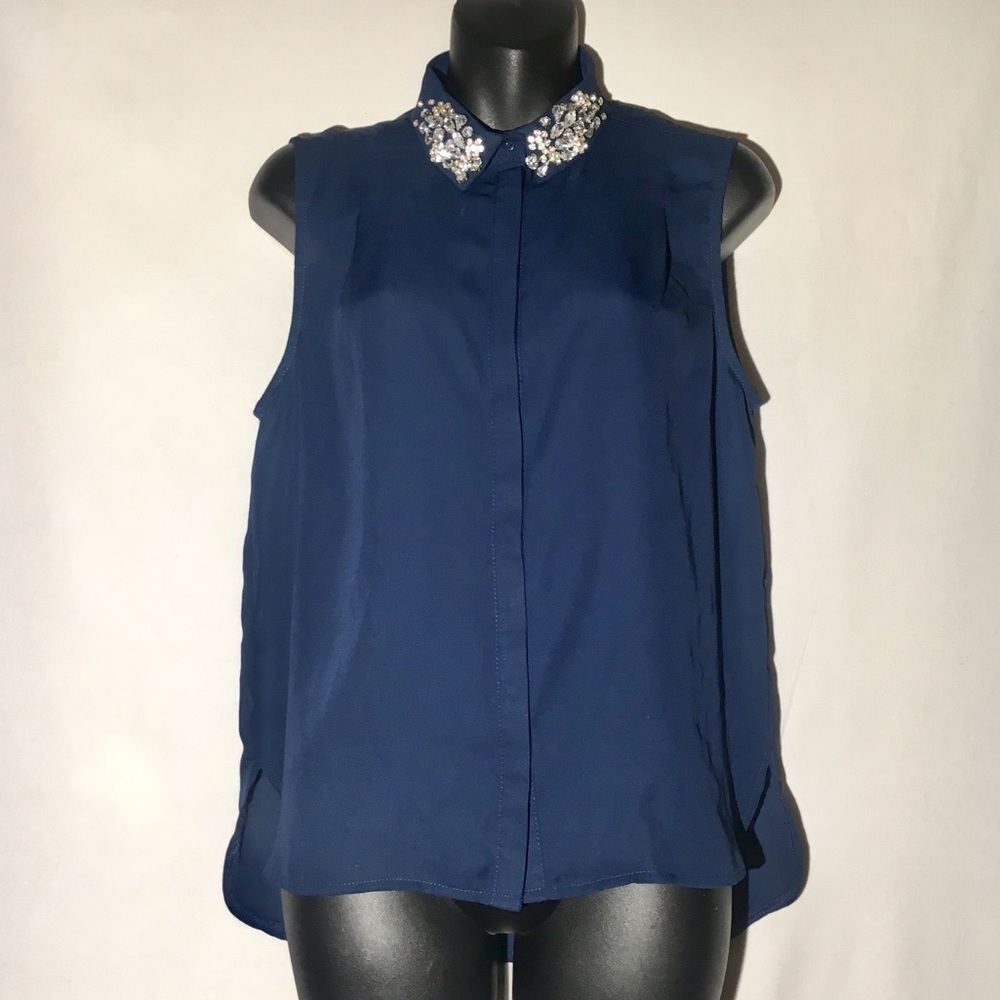 Fashion Union Jeweled Collar Blouse Sz M